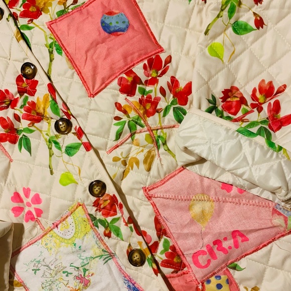 Free People Floral Quilted Jacket - Cream and Pink - Picture 4 of 4